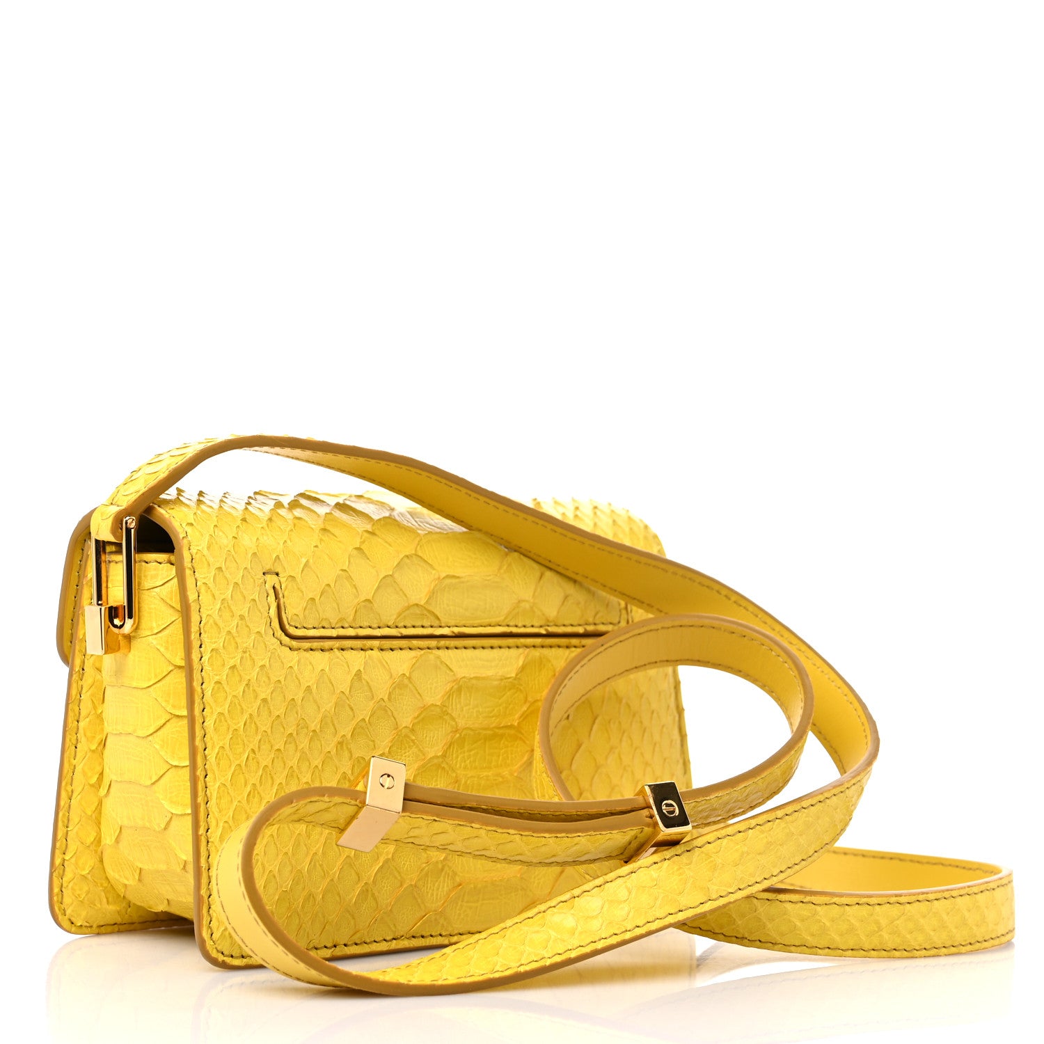 Tom Ford Semi Shiny Snakeskin Small T Clasp Crossbody Yellow 3 of 11