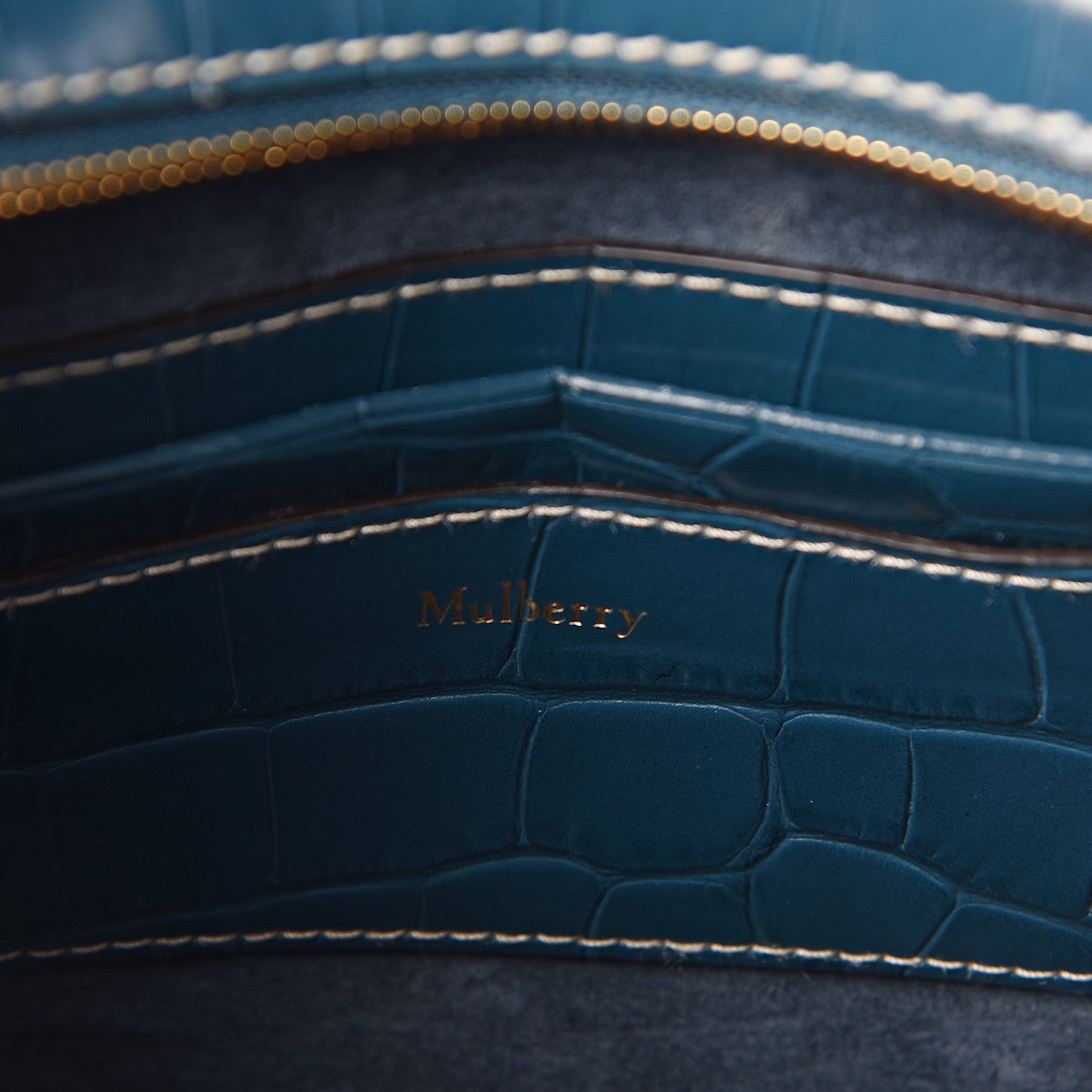 Mulberry Crocodile Embossed Micro Zipped Bayswater Nautical Blue 6 of 9