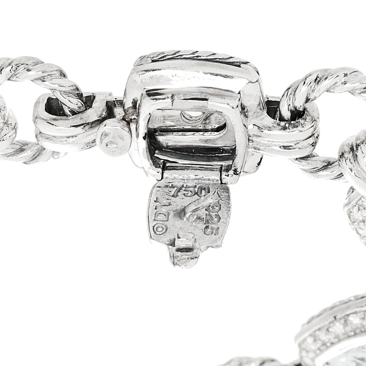 Sterling Silver Diamond Prasiolite Albion Cable Link Bracelet
