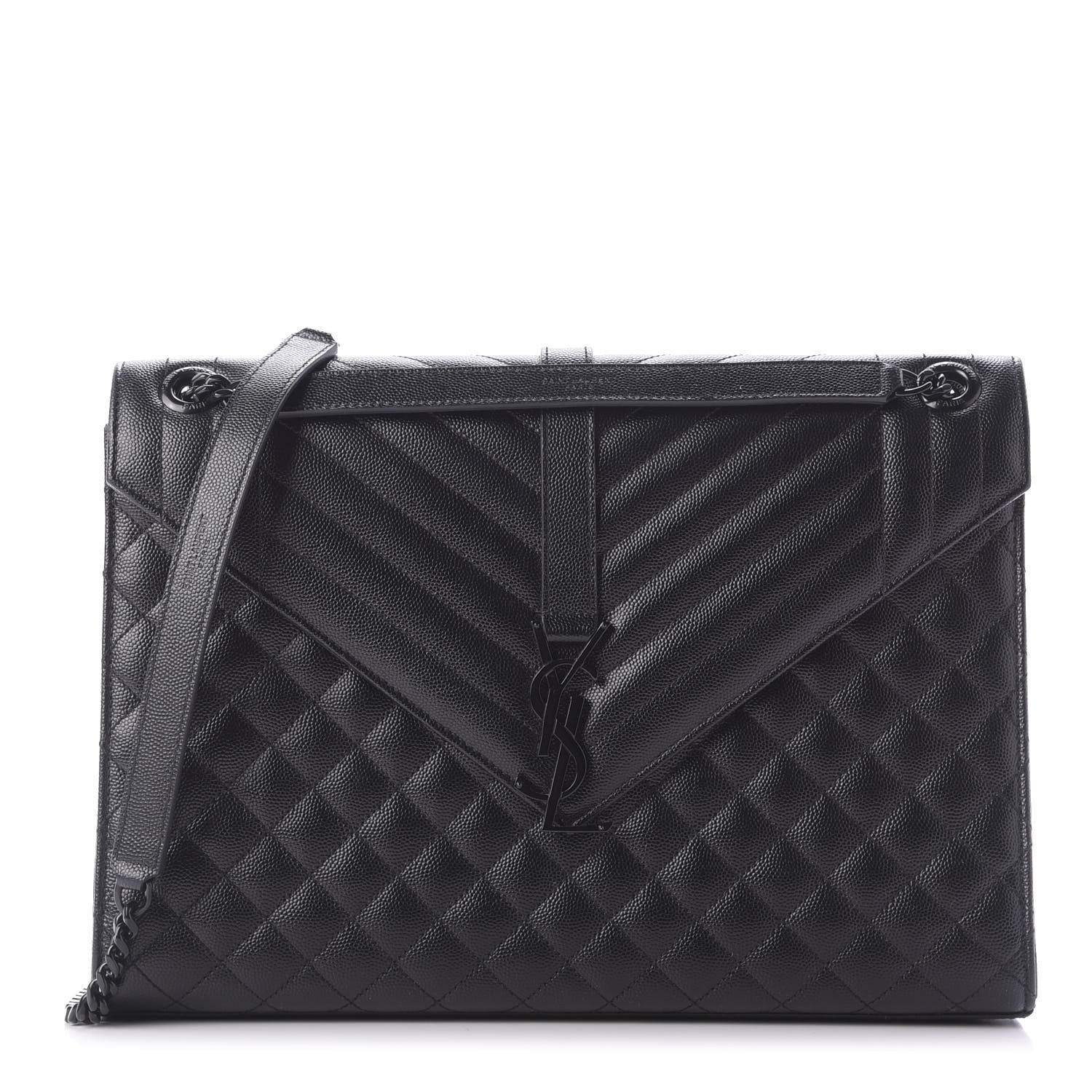 Saint Laurent Grain De Poudre Large Tri-Quilt Monogram Satchel Black 1 of 8
