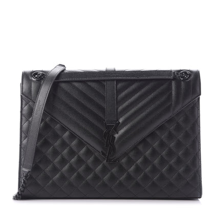 Saint Laurent Grain De Poudre Large Tri-Quilt Monogram Satchel Black 1 of 8