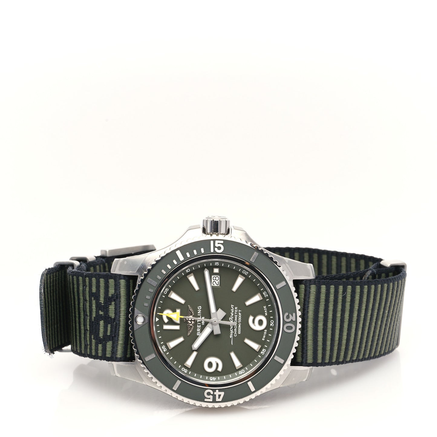 Stainless Steel Nylon 44mm Super Ocean Chronometer Automatic Watch Green A17367