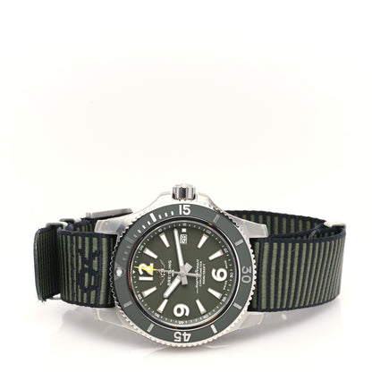 Breitling Stainless Steel Nylon 44mm Super Ocean Chronometer Automatic Watch Green A17367 2 of 5