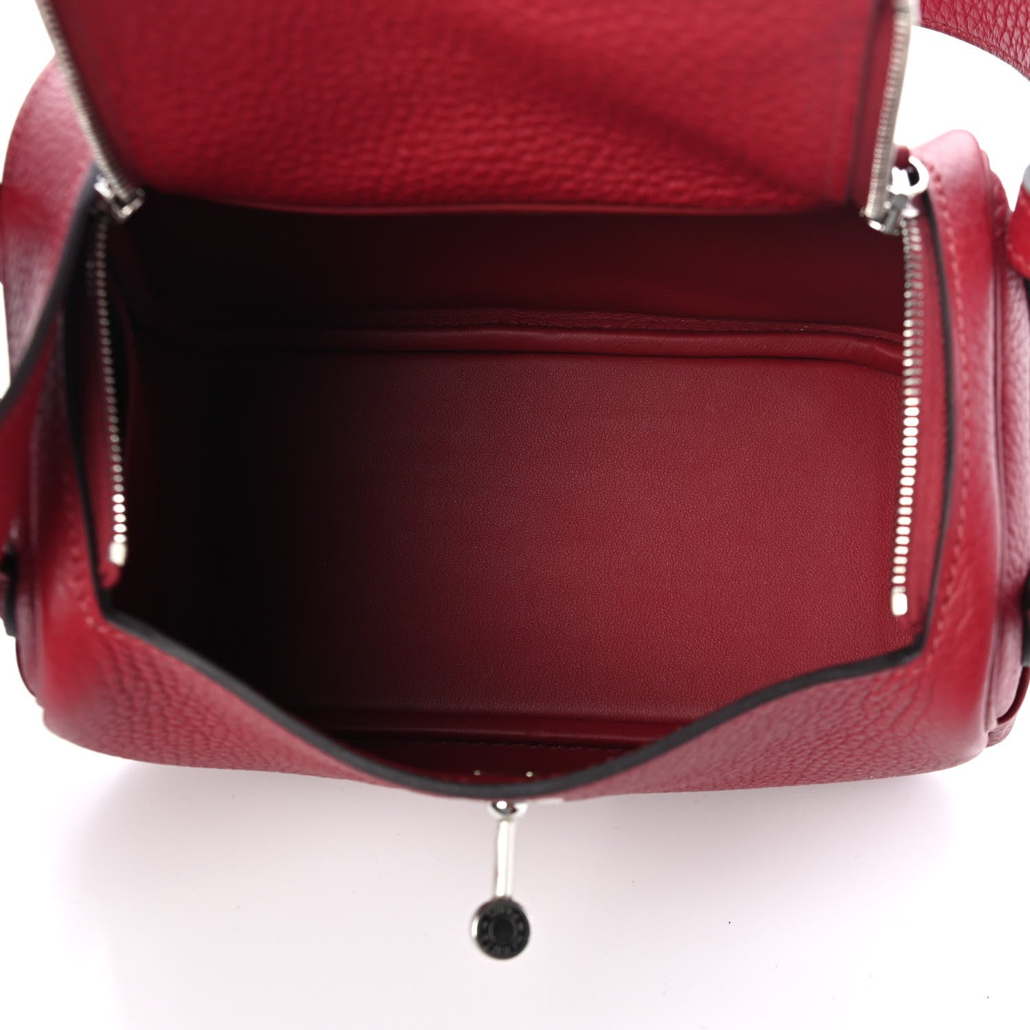 Hermes Taurillon Clemence Mini Lindy 20 Rouge Grenat 4 of 4