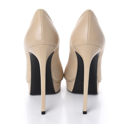 Saint Laurent Calfskin Cap Toe Janis 105 Platform Pumps 39 Powder 6 of 12