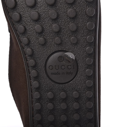 Gucci Suede Web Mens Horsebit Driver Loafers 8.5 Cocoa 6 of 10