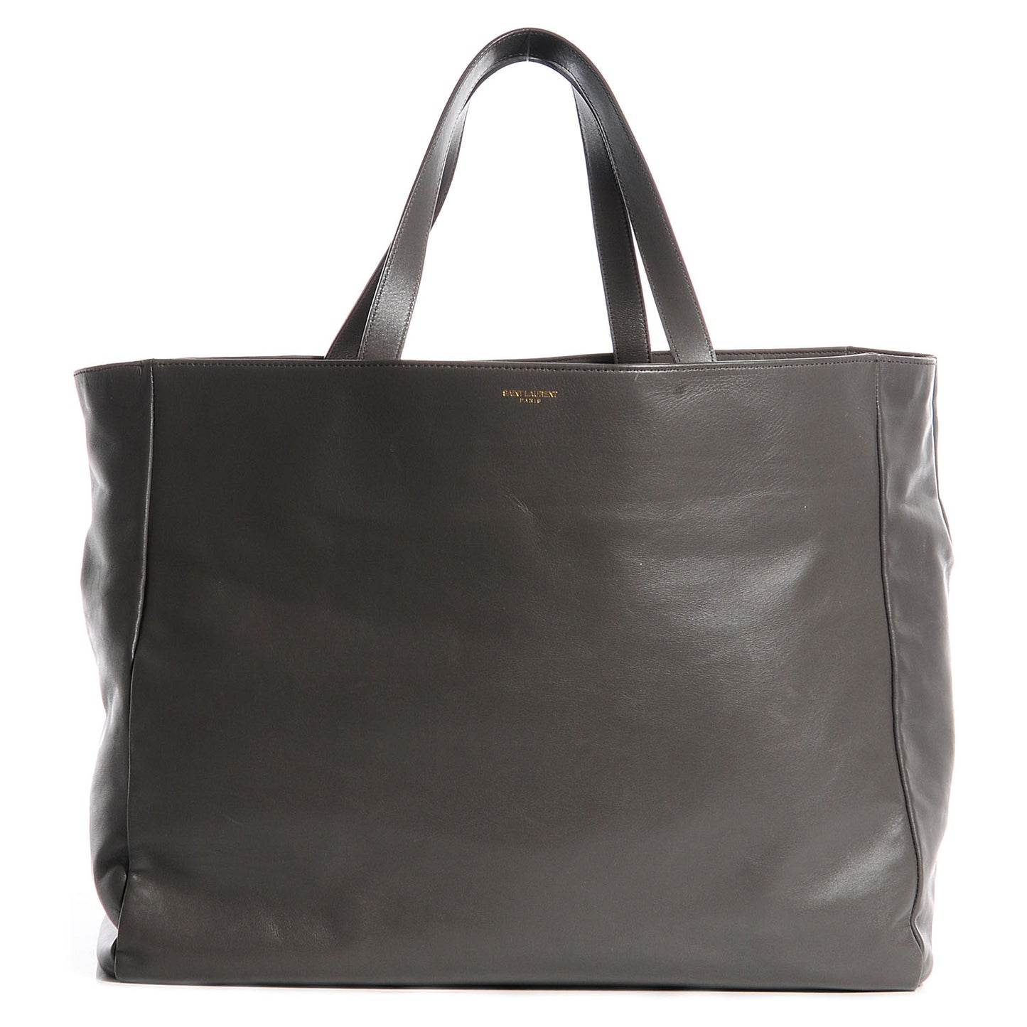Leather Reversible East West Shopping Tote Dark Grey