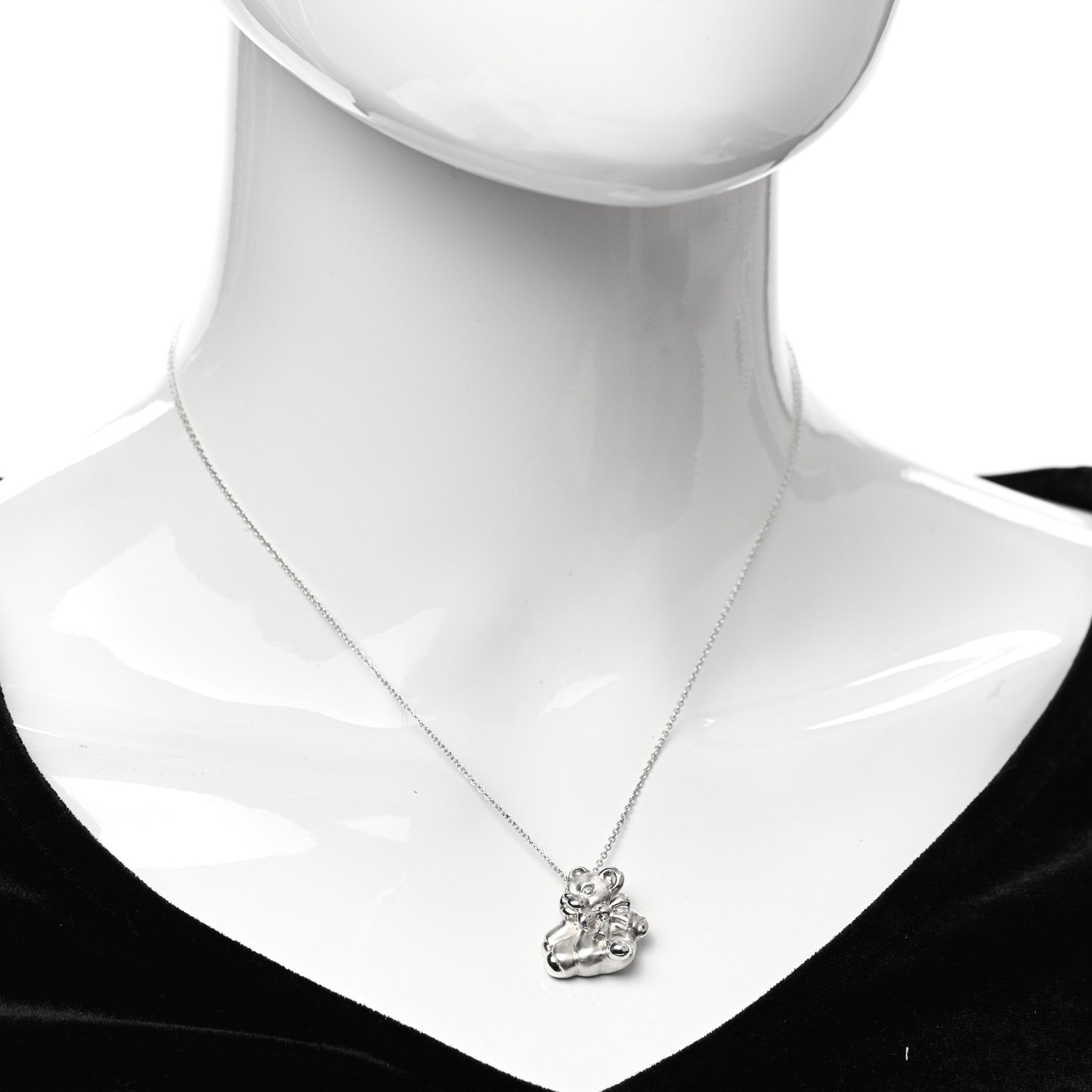 Tiffany Sterling Silver Teddy Bear Pendant Necklace 2 of 5