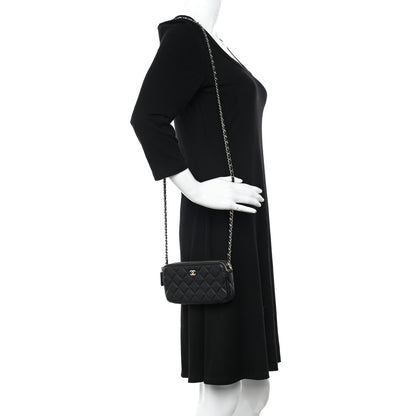 Chanel Lambskin Quilted Small Clutch With Chain Black 2 of 13