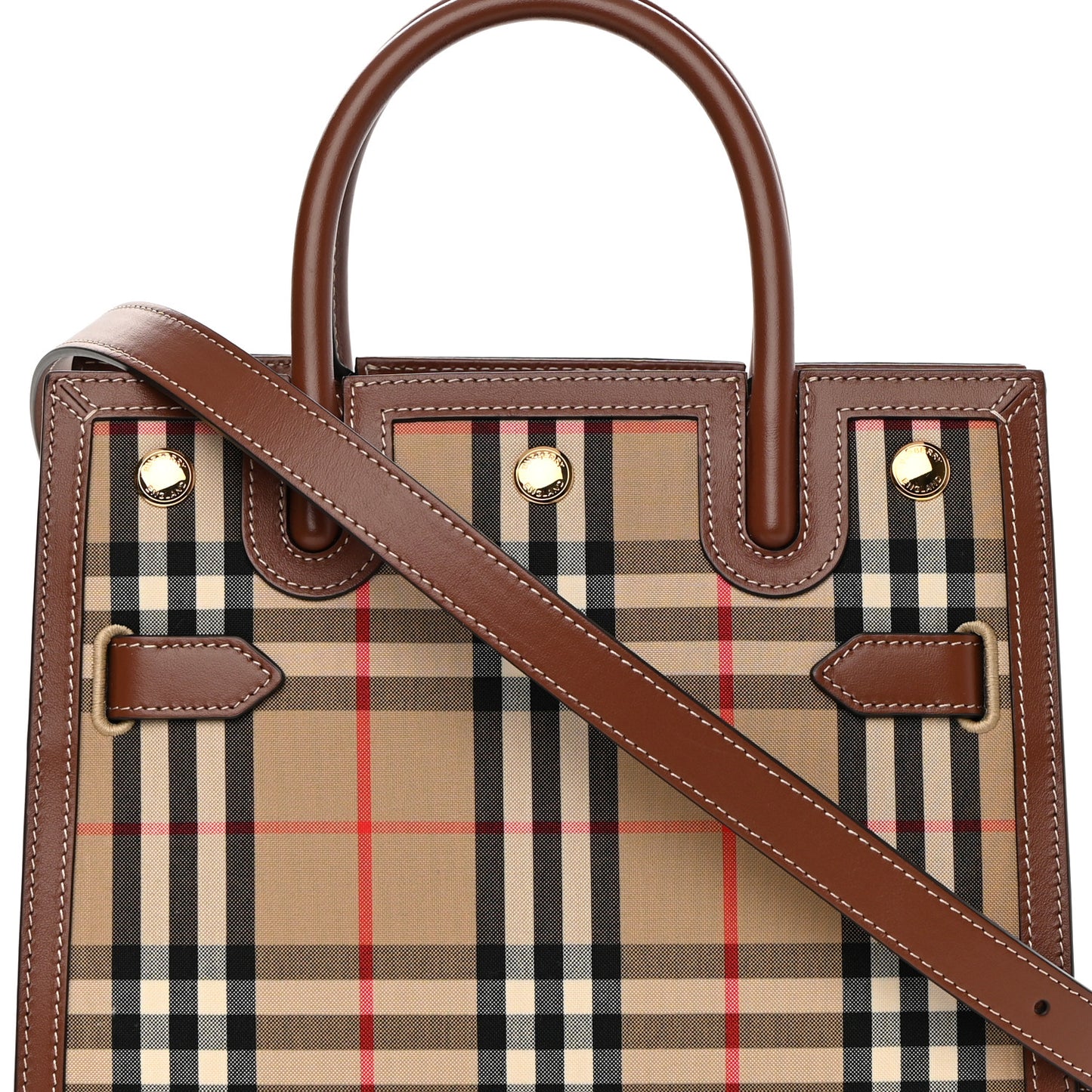 Calfskin Vintage Check Mini Two Handle Title Bag Archive Beige