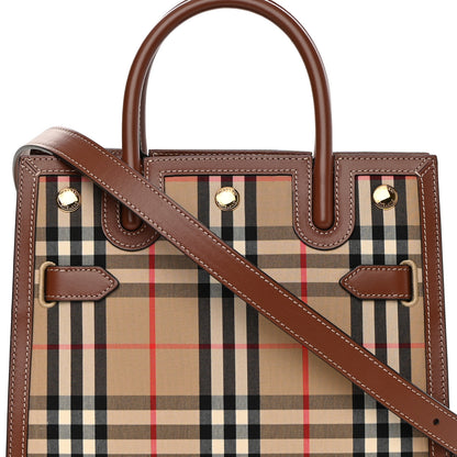Burberry Calfskin Vintage Check Mini Two Handle Title Bag Archive Beige 8 of 11