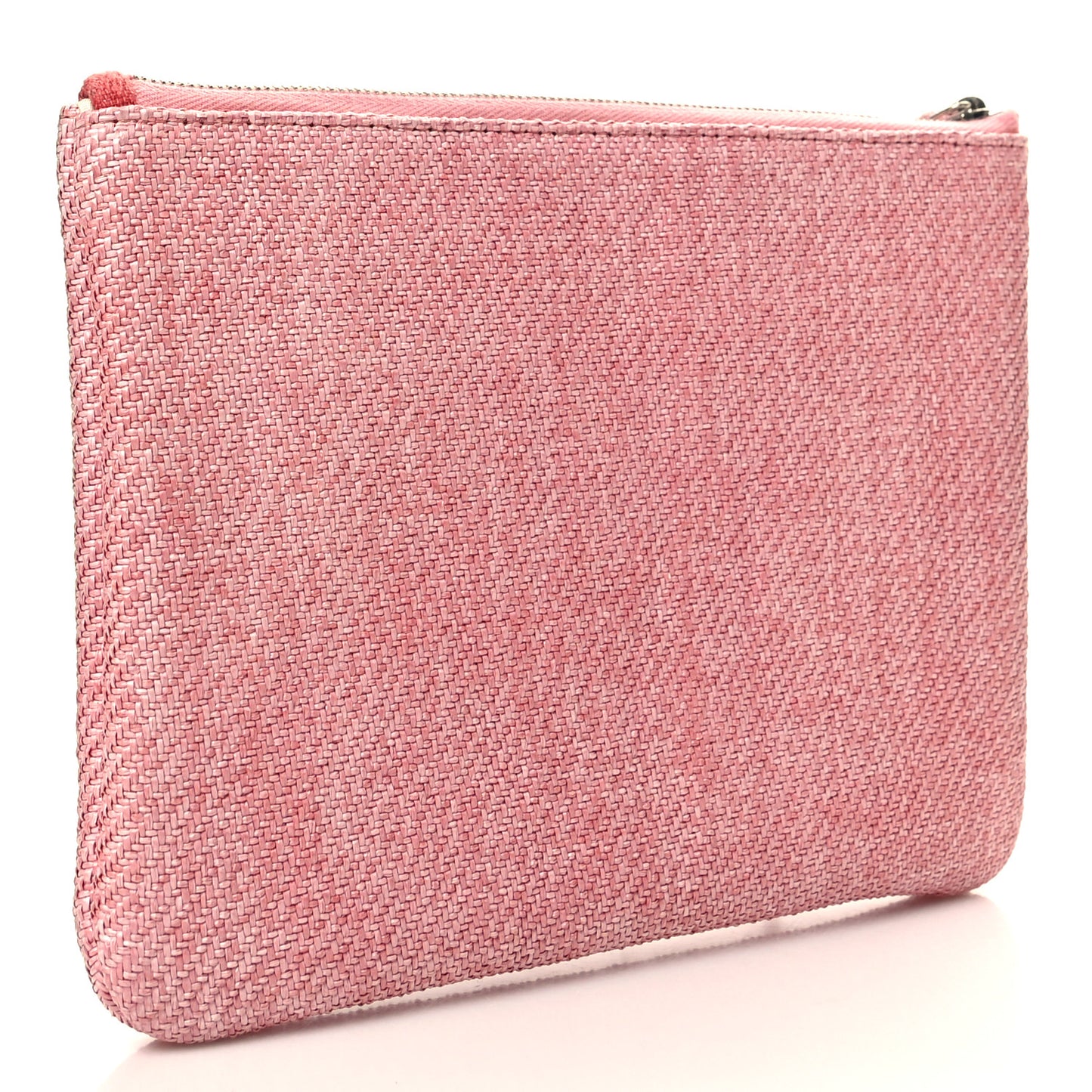 Woven Straw Raffia Small Deauville Pouch Pink