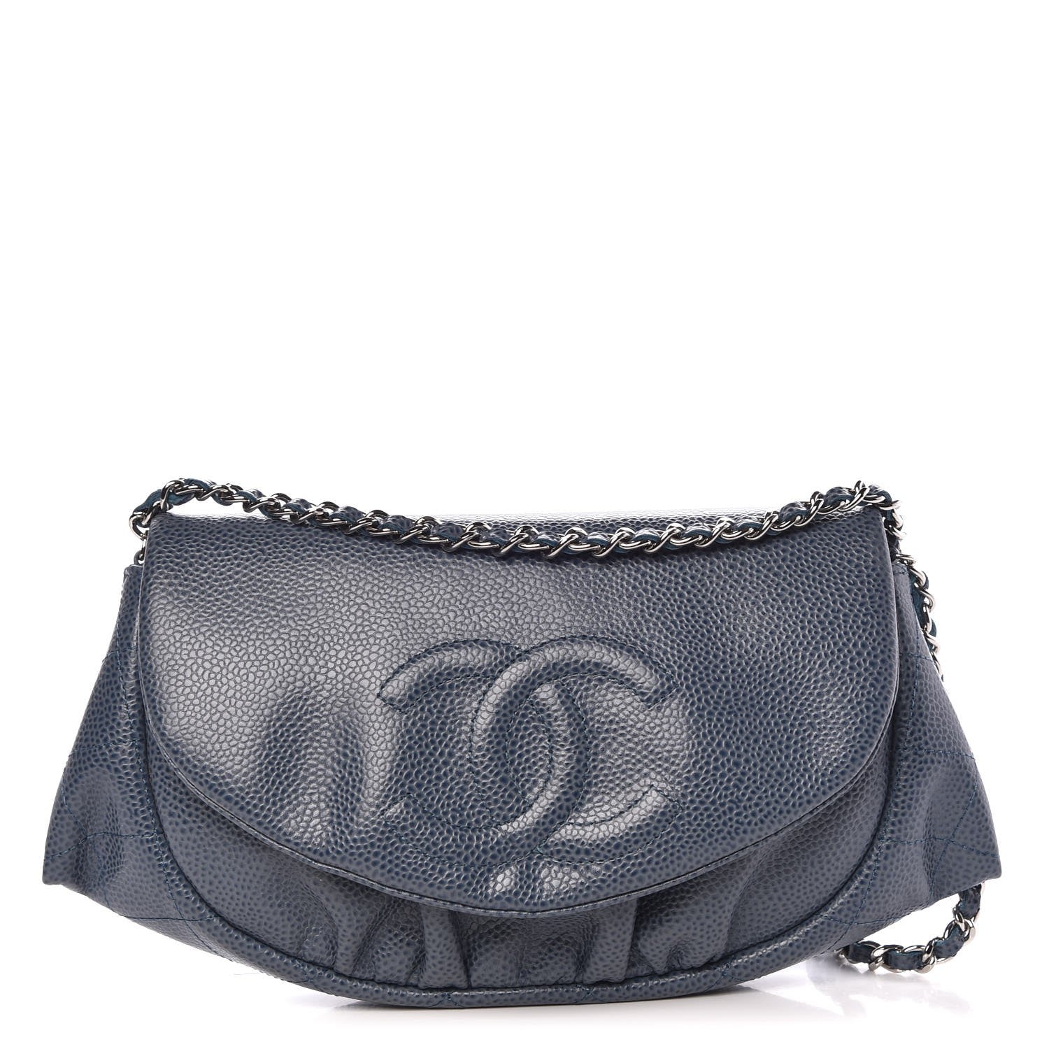 Chanel Caviar Half Moon Wallet On Chain WOC Blue 1 of 9