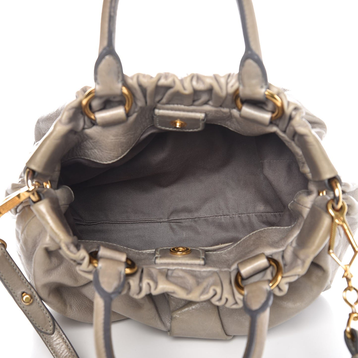 Vitello Lux Small Gathered Tote Agave