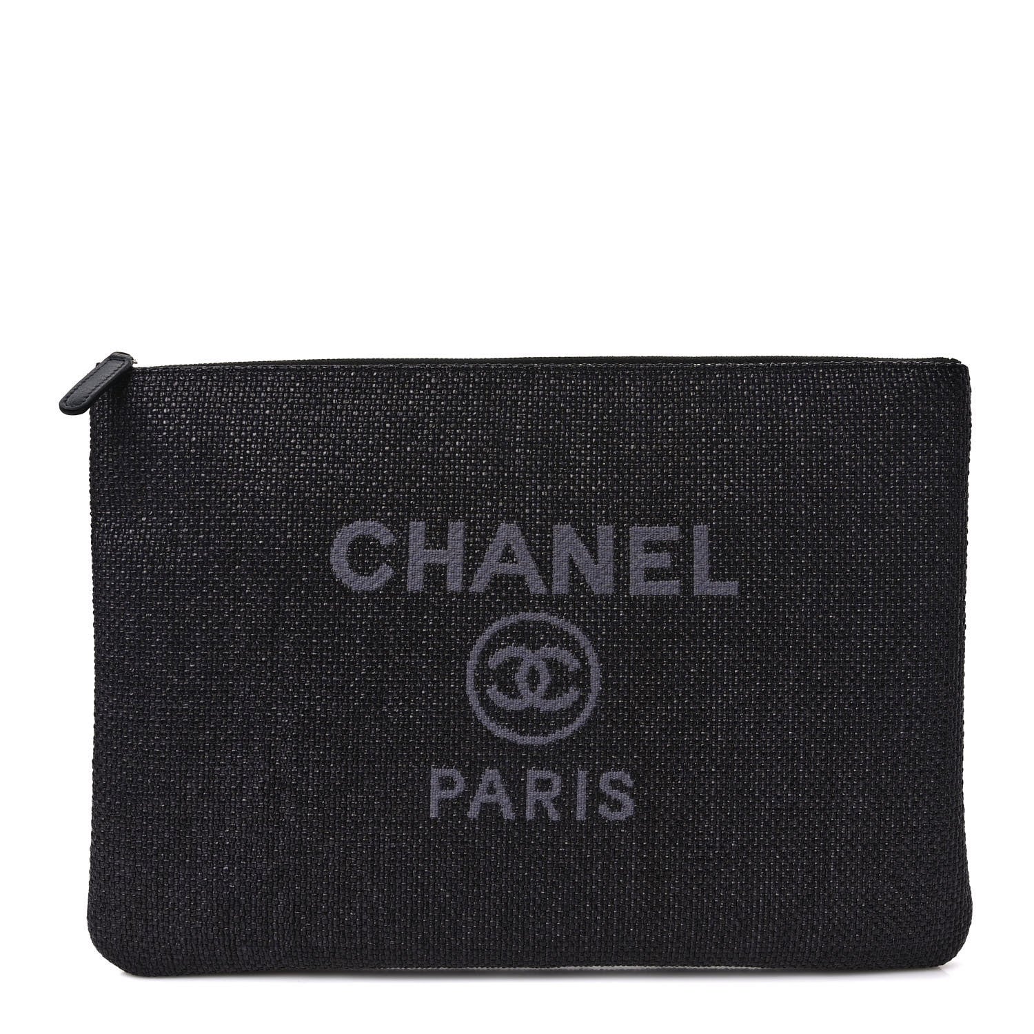 Chanel Mixed Fibers Deauville Pouch Black 1 of 6