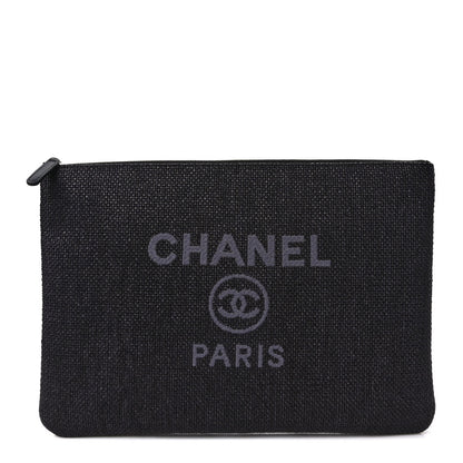 Chanel Mixed Fibers Deauville Pouch Black 1 of 6