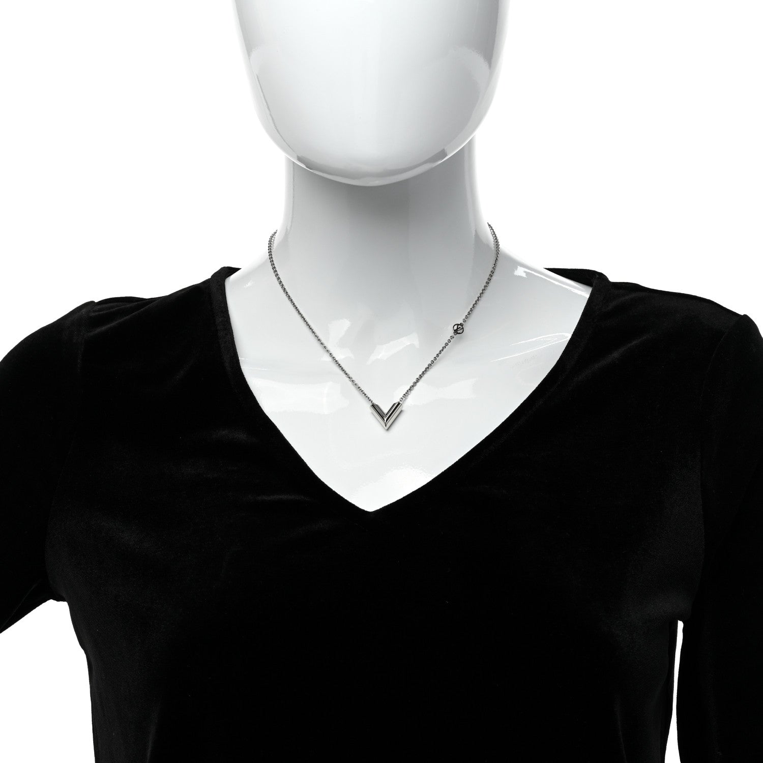 Louis Vuitton Metal Essential V Supple Necklace Silver 2 of 7