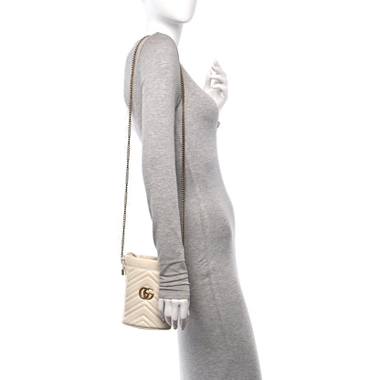 Gucci Calfskin Matelasse Mini GG Marmont 2.0 Bucket Bag White 2 of 11