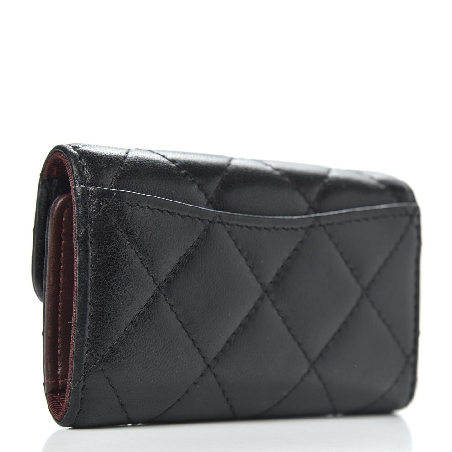 Lambskin Quilted 6 Key Holder Black