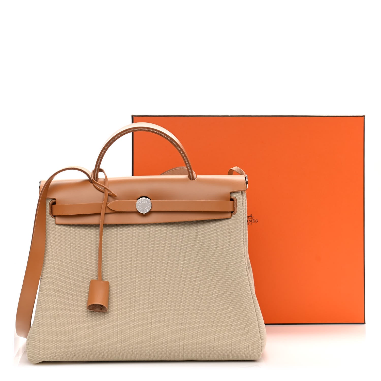 Hermes Military Toile Vache Hunter Herbag Zip Retourne 31 PM Beton Naturel 12 of 12