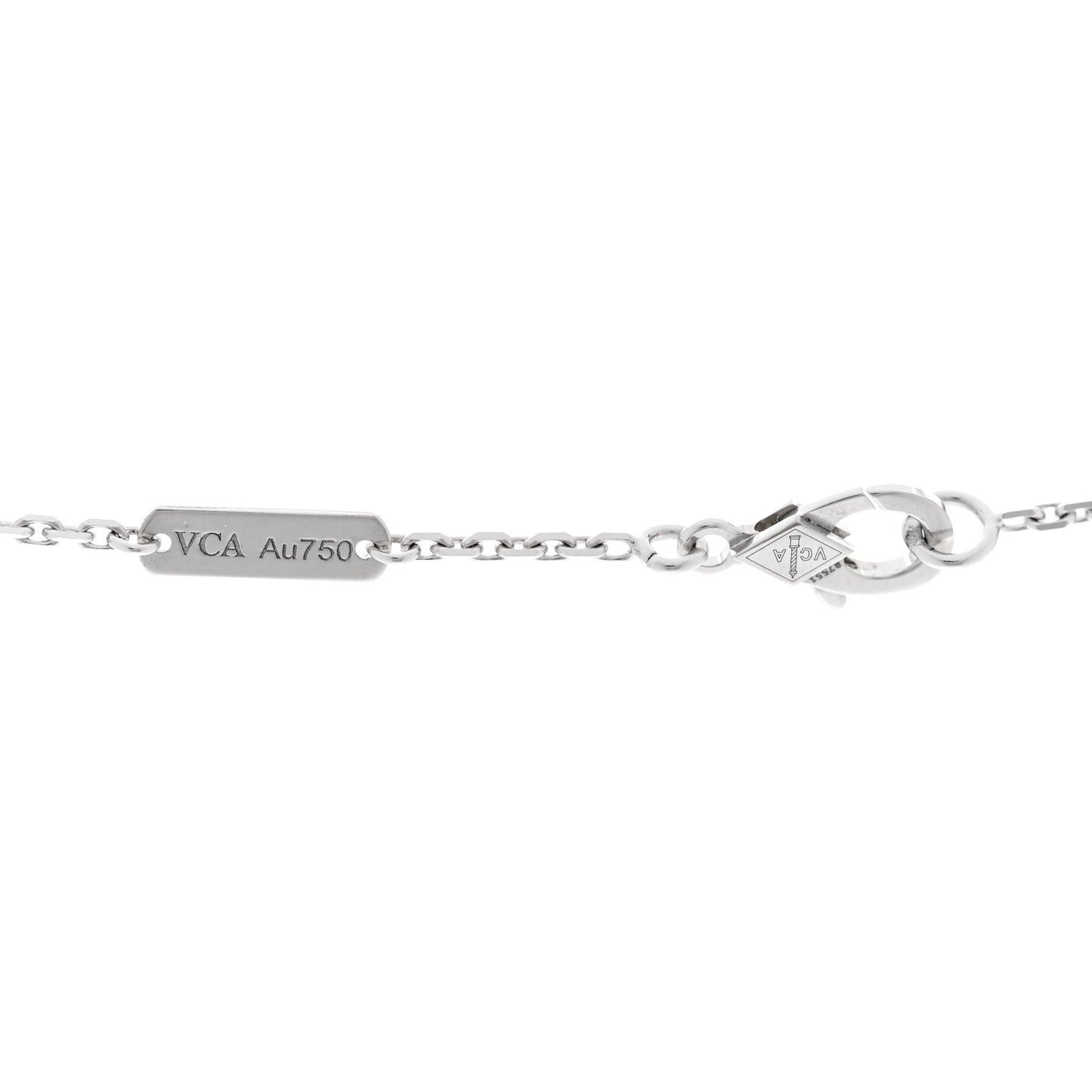 18K White Rose Gold Diamond Guilloche Vintage Alhambra Pendant Necklace