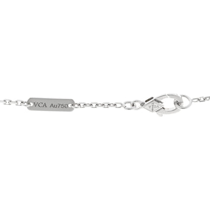 Van Cleef & Arpels 18K White Rose Gold Diamond Guilloche Vintage Alhambra Pendant Necklace 4 of 5