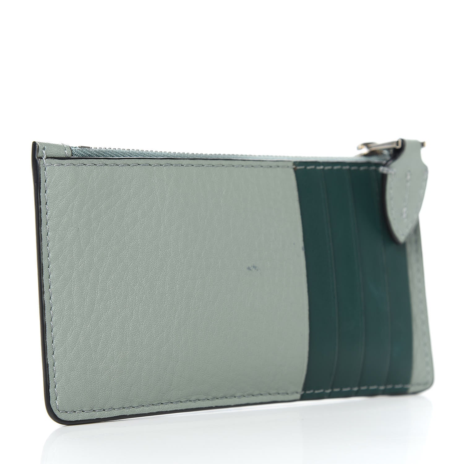 Burberry Grainy Calfskin Zip Card Case Eucalyptus Green Dark Bottle Green 3 of 7