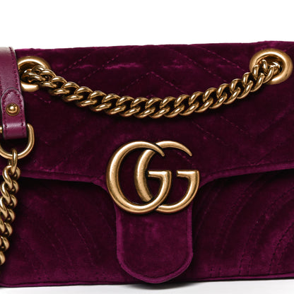 Gucci Velvet Matelasse Mini GG Marmont Shoulder Bag Fuchsia Violet Cyclamen 9 of 13