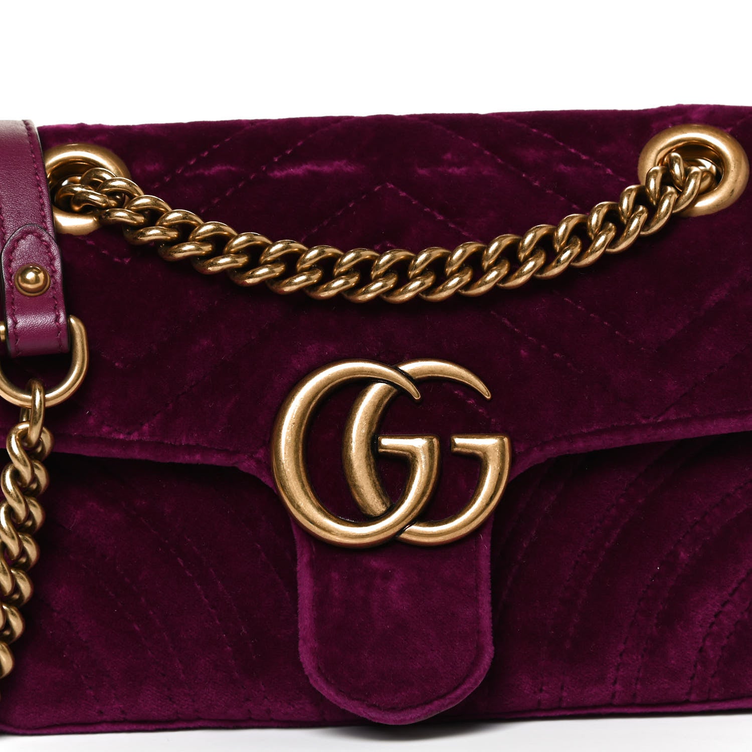 Gucci Velvet Matelasse Mini GG Marmont Shoulder Bag Fuchsia Violet Cyclamen 9 of 13