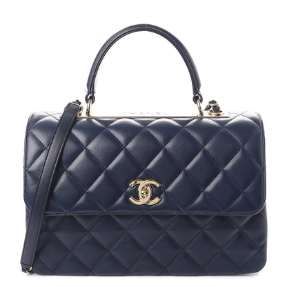 Chanel Lambskin Quilted Medium Trendy CC Flap Dual Handle Bag Navy Blue 1 of 8