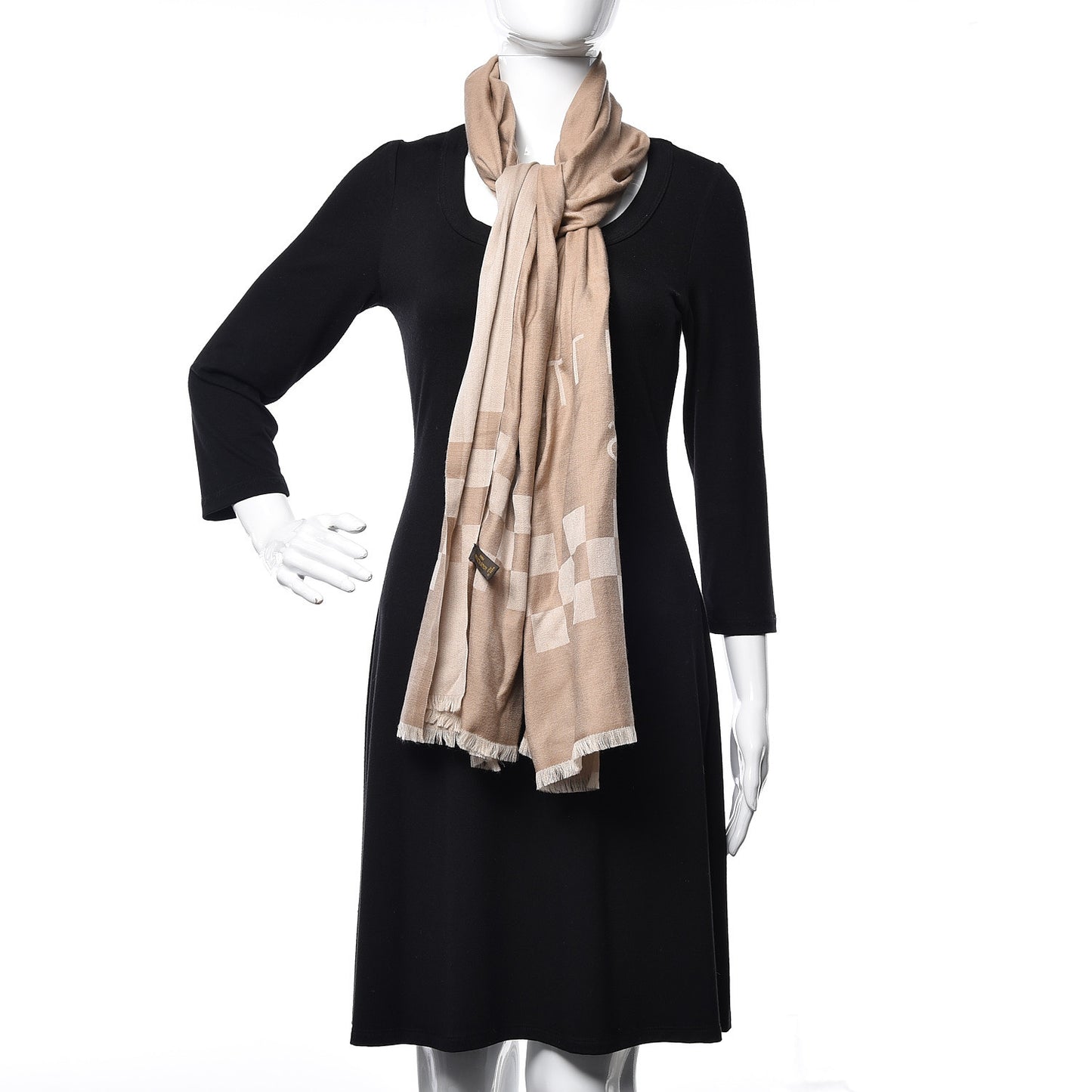 Cashmere Damier Shawl Beige