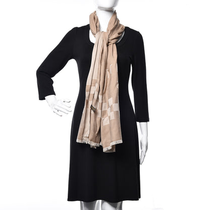 Louis Vuitton Cashmere Damier Shawl Beige 2 of 5