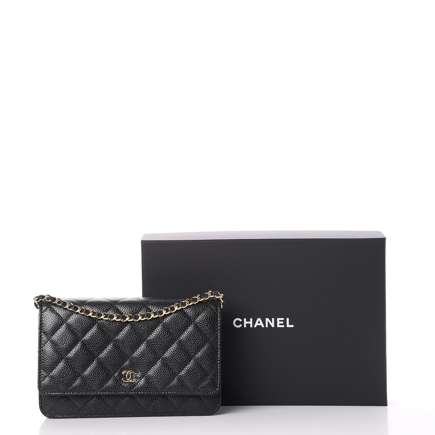 Caviar Quilted Wallet On Chain WOC Black