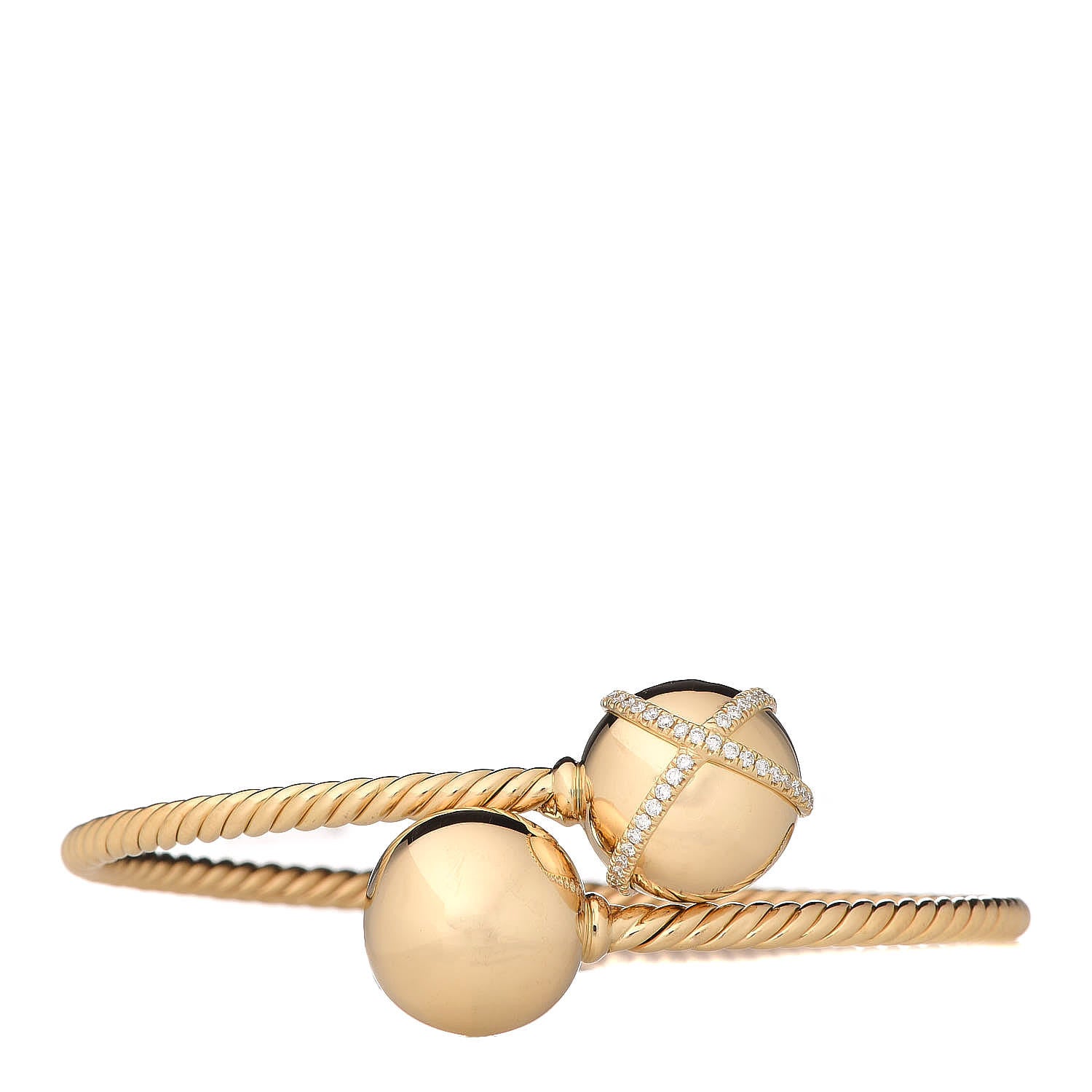 David Yurman 18K Yellow Gold Diamond Solari Bypass Bracelet 1 of 6