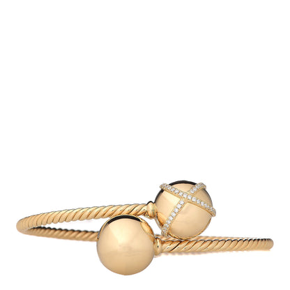 David Yurman 18K Yellow Gold Diamond Solari Bypass Bracelet 1 of 6