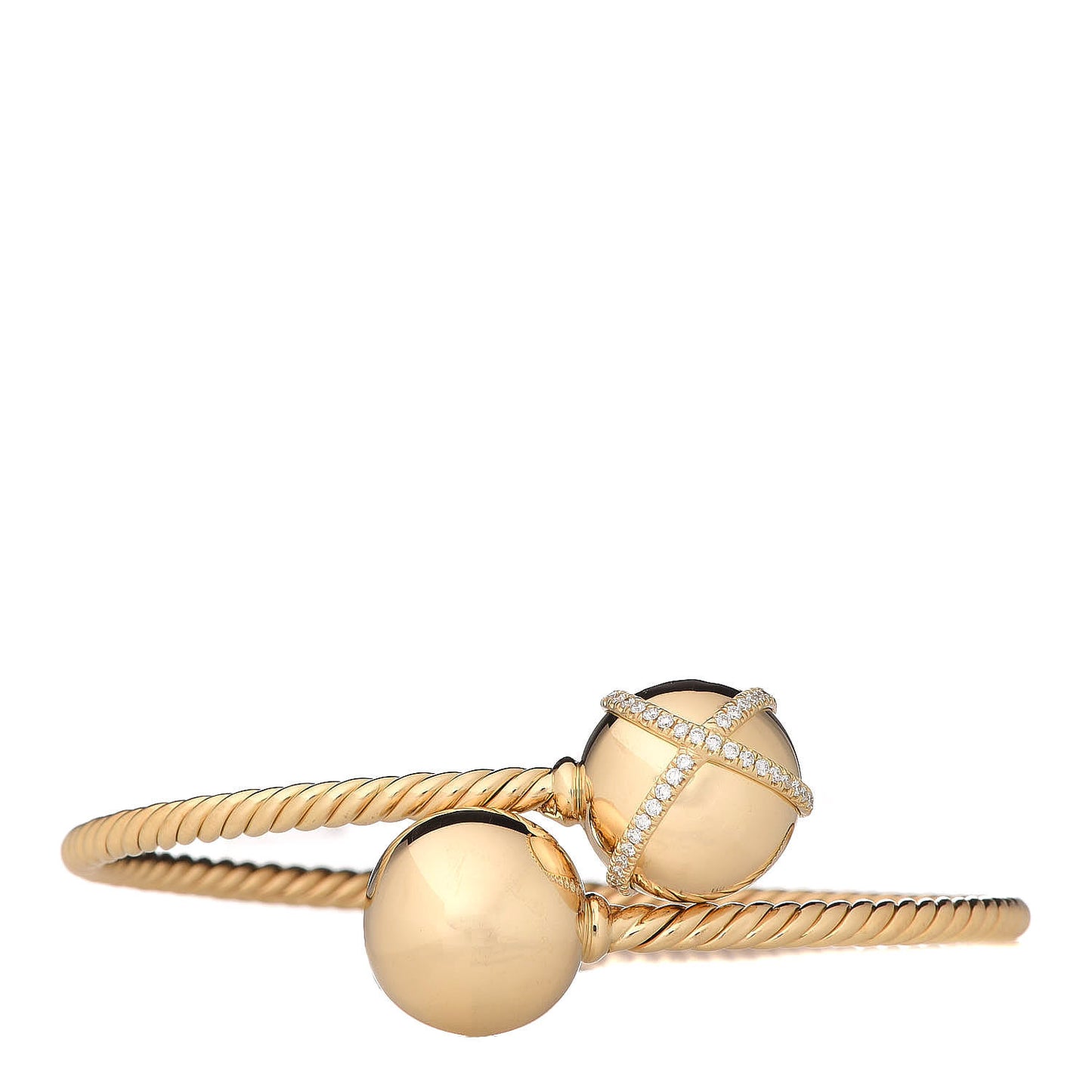 18K Yellow Gold Diamond Solari Bypass Bracelet