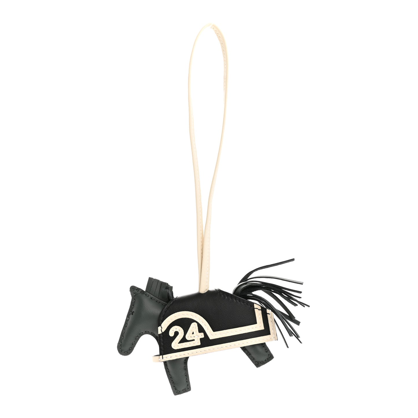 Milo Lambskin Grigri Rodeo Robeo 24 Bag Charm PM Vert Mangrove Black Craie
