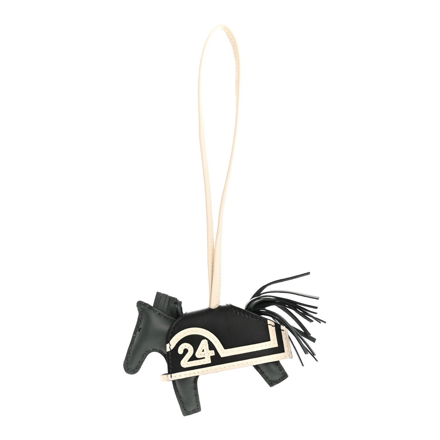 Hermes Milo Lambskin Grigri Rodeo Robeo 24 Bag Charm PM Vert Mangrove Black Craie 1 of 4