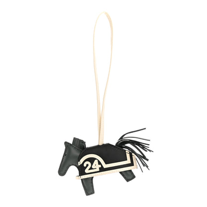Hermes Milo Lambskin Grigri Rodeo Robeo 24 Bag Charm PM Vert Mangrove Black Craie 1 of 4