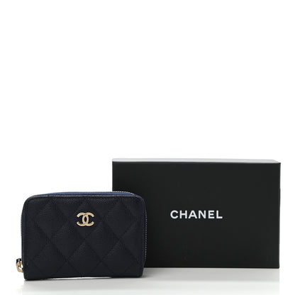 Chanel Metallic Caviar Quilted Zip Coin Purse Dark Blue 8 of 8