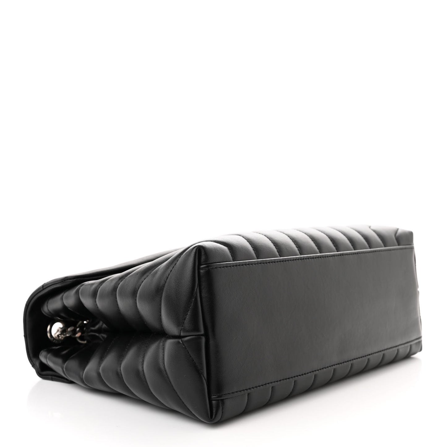 Calfskin Y Quilted Monogram Medium Loulou Chain Satchel Black