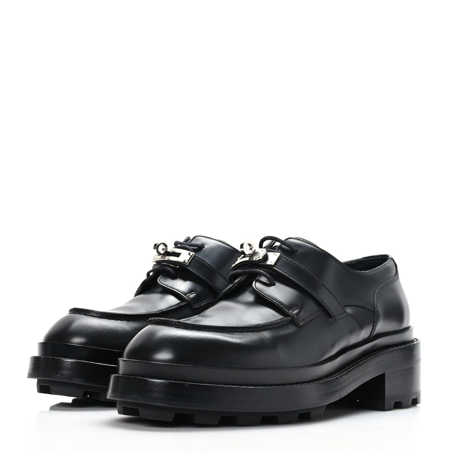 Hermes Glossed Calfskin First Oxford 39.5 Black 3 of 9
