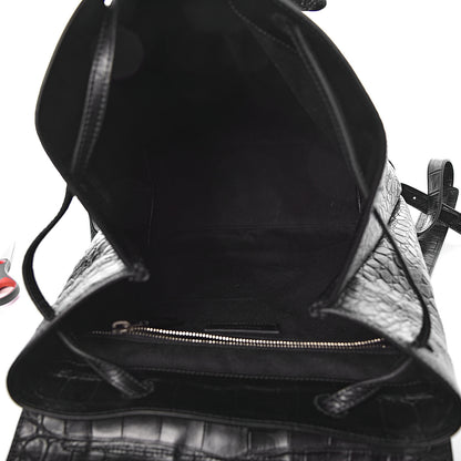 Saint Laurent Calfskin Crocodile Embossed Sac De Jour Backpack Black 5 of 11