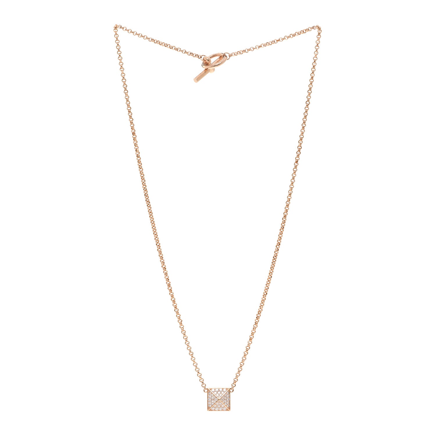 Hermes 18K Rose Gold Diamond MM Clou d'H Pendant Necklace 4 of 5
