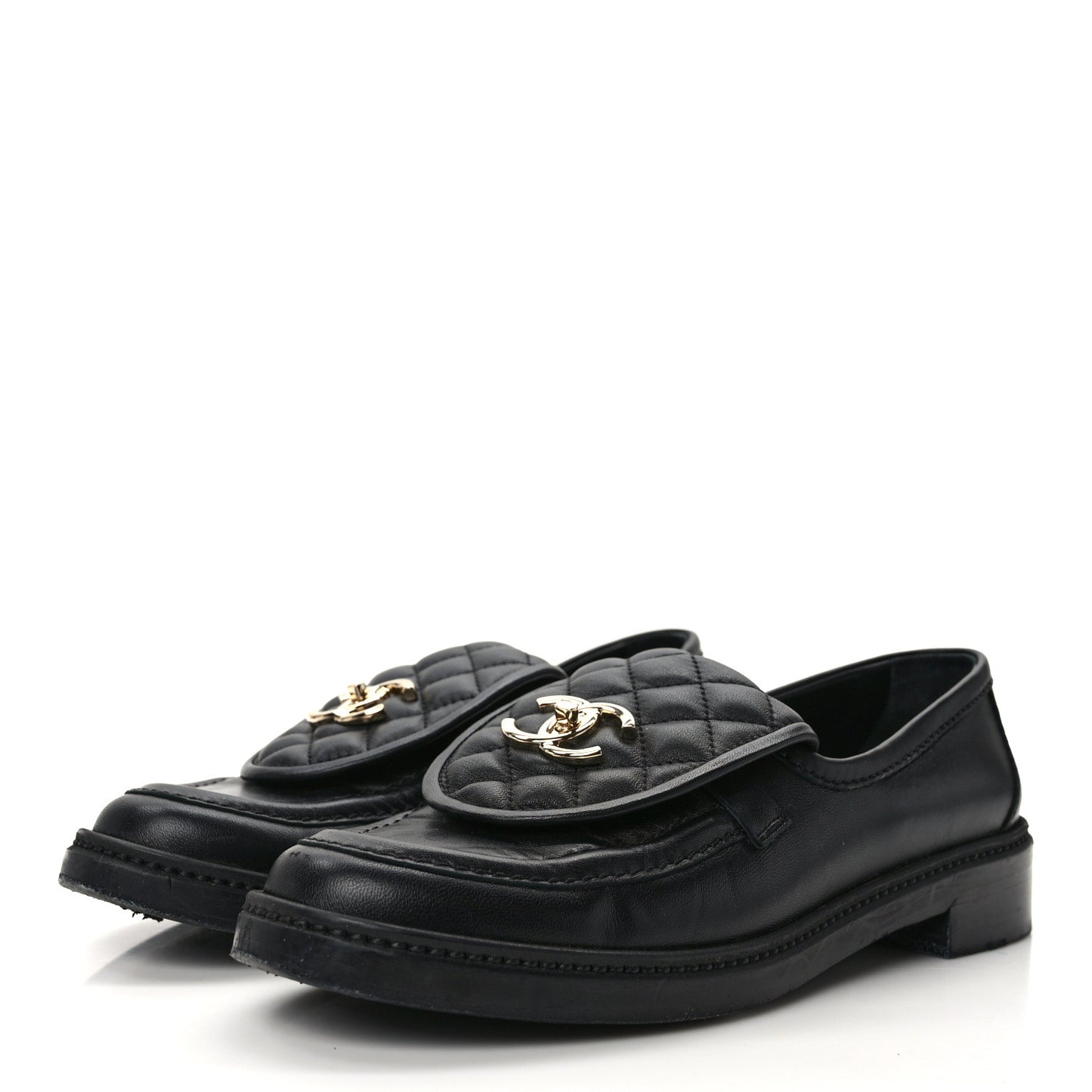 Lambskin Quilted CC Turnlock Loafers 39.5 Black