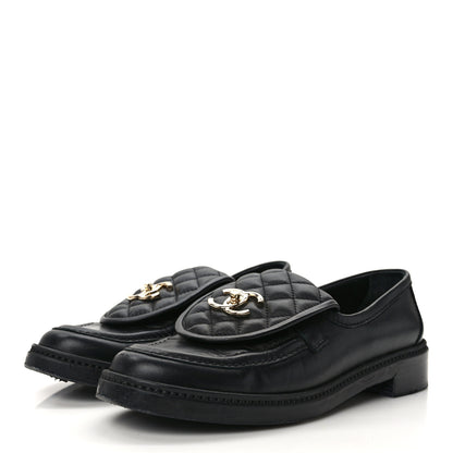 Chanel Lambskin Quilted CC Turnlock Loafers 39.5 Black 3 of 12