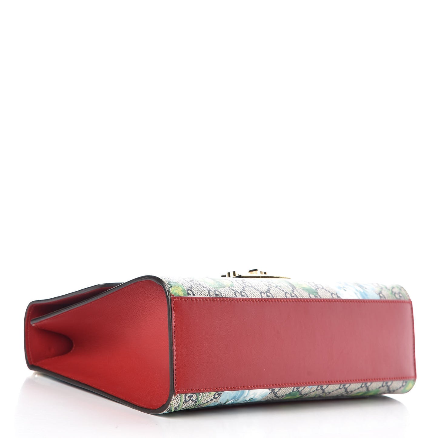 GG Supreme Monogram Blooms Medium Padlock Shoulder Bag Beige Blue Navy Hibiscus Red