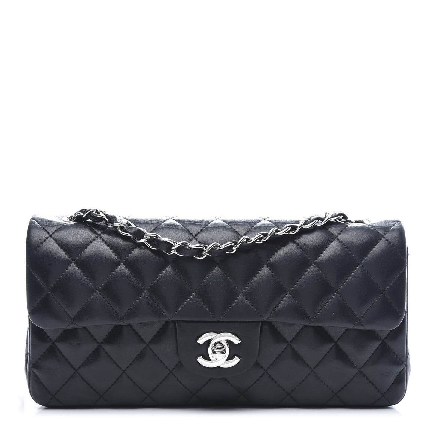 Lambskin Quilted East West Flap Black