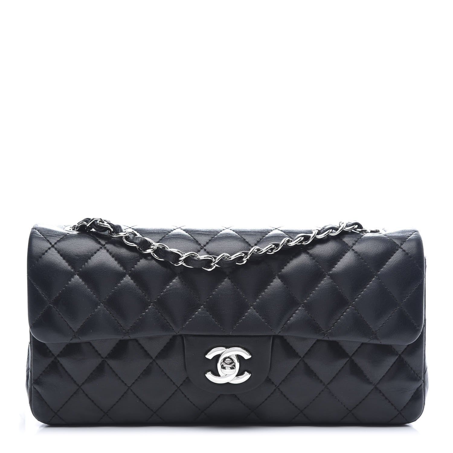 Chanel Lambskin Quilted East West Flap Black 1 of 10