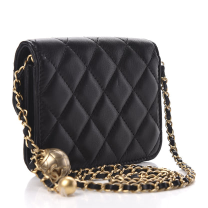 Chanel Lambskin Quilted Pearl Crush Clutch With Chain Black 3 of 11